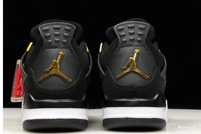 AIR 4 JORDAN MENS “ROYALTY” 308497-032 GOLD-WHITE BLACK METALLIC 0812